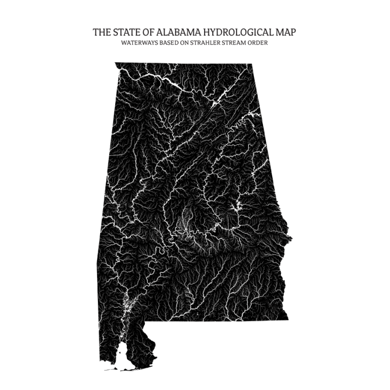 Alabama Rivers Lakes US River Maps Alabama 24 X 36 Black 768x768 