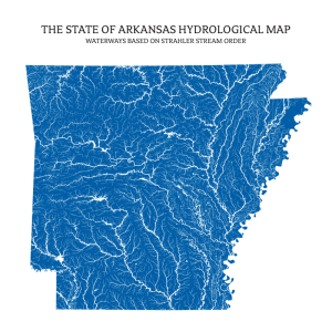 Arkansas Rivers Lakes Map US River Maps Arkansas 20 X 20 BLUE 300x300
