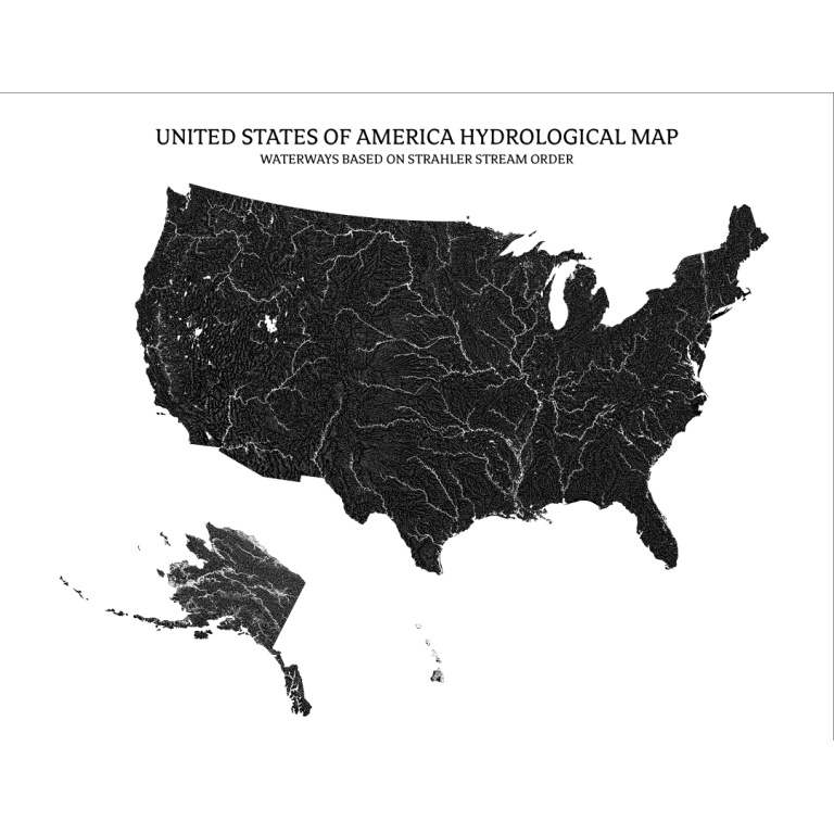 United States Rivers amp Lakes Map - USA Map Black 36 X 28 768x768 