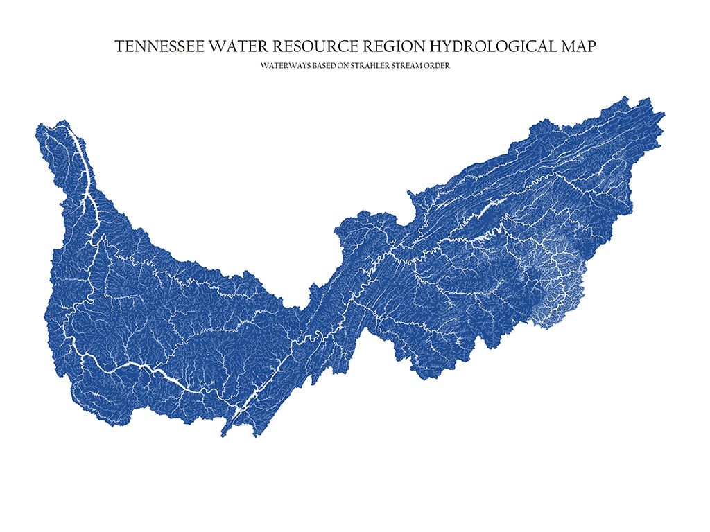 Tennessee Watershed Map US River Maps TennesseeWS Blue18x24jpg 410